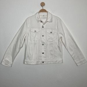 NEW WITHOUT TAGS J BRAND MEN WHITE LONG SLEEVE SPREAD COLLAR NOAH DENIM JACKET S